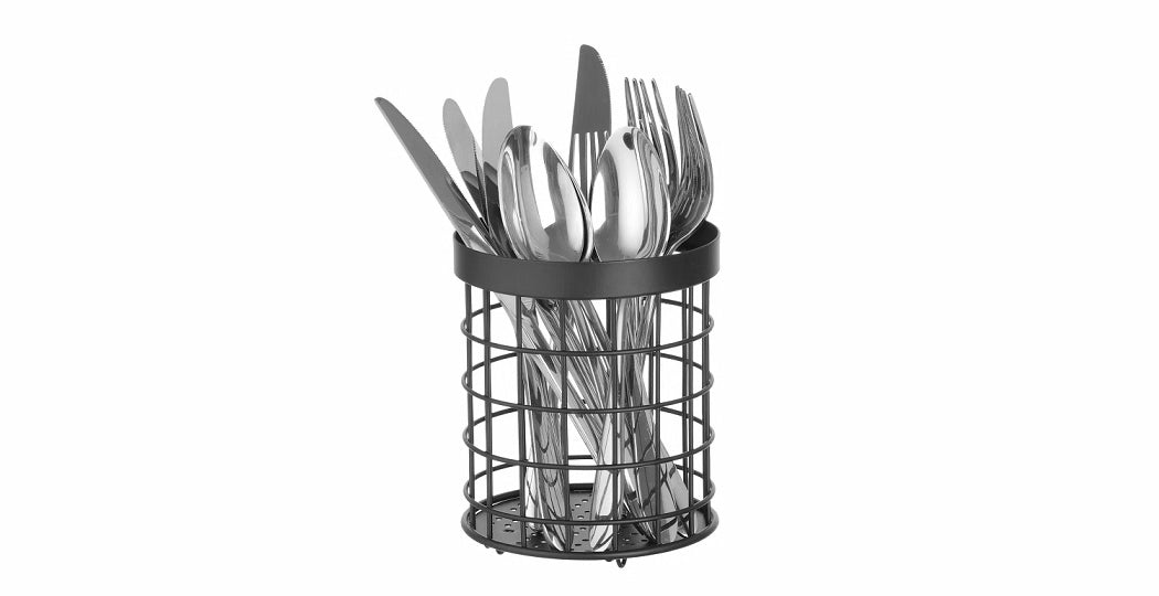 Elegant bestikkurv i matt svart – kompakt og funksjonell