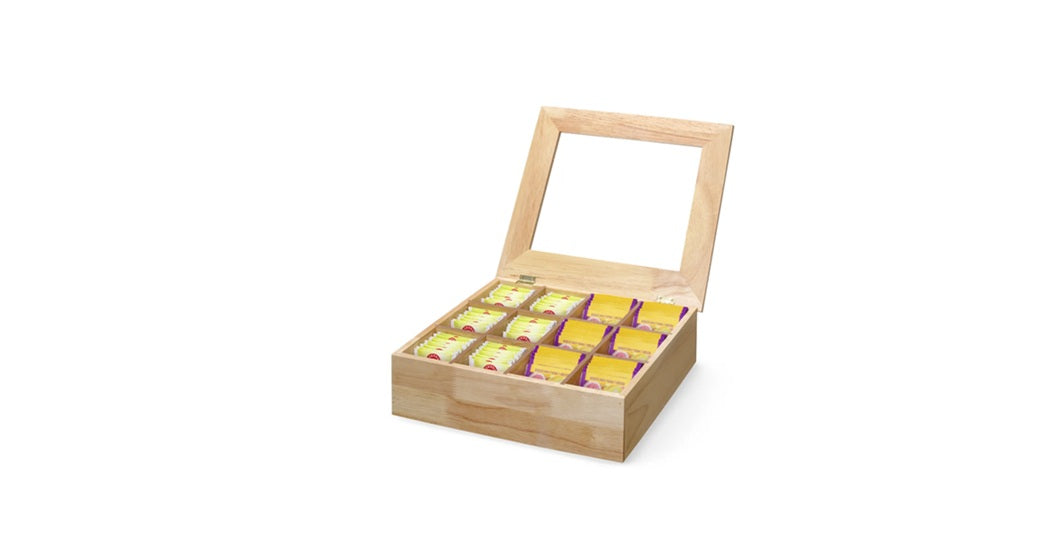 Boks i tre for teposer med 12 rom – Elegant oppbevaring av te