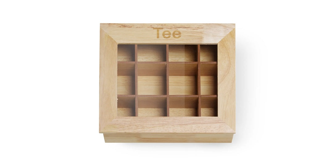 Boks i tre for teposer med 12 rom – Elegant oppbevaring av te