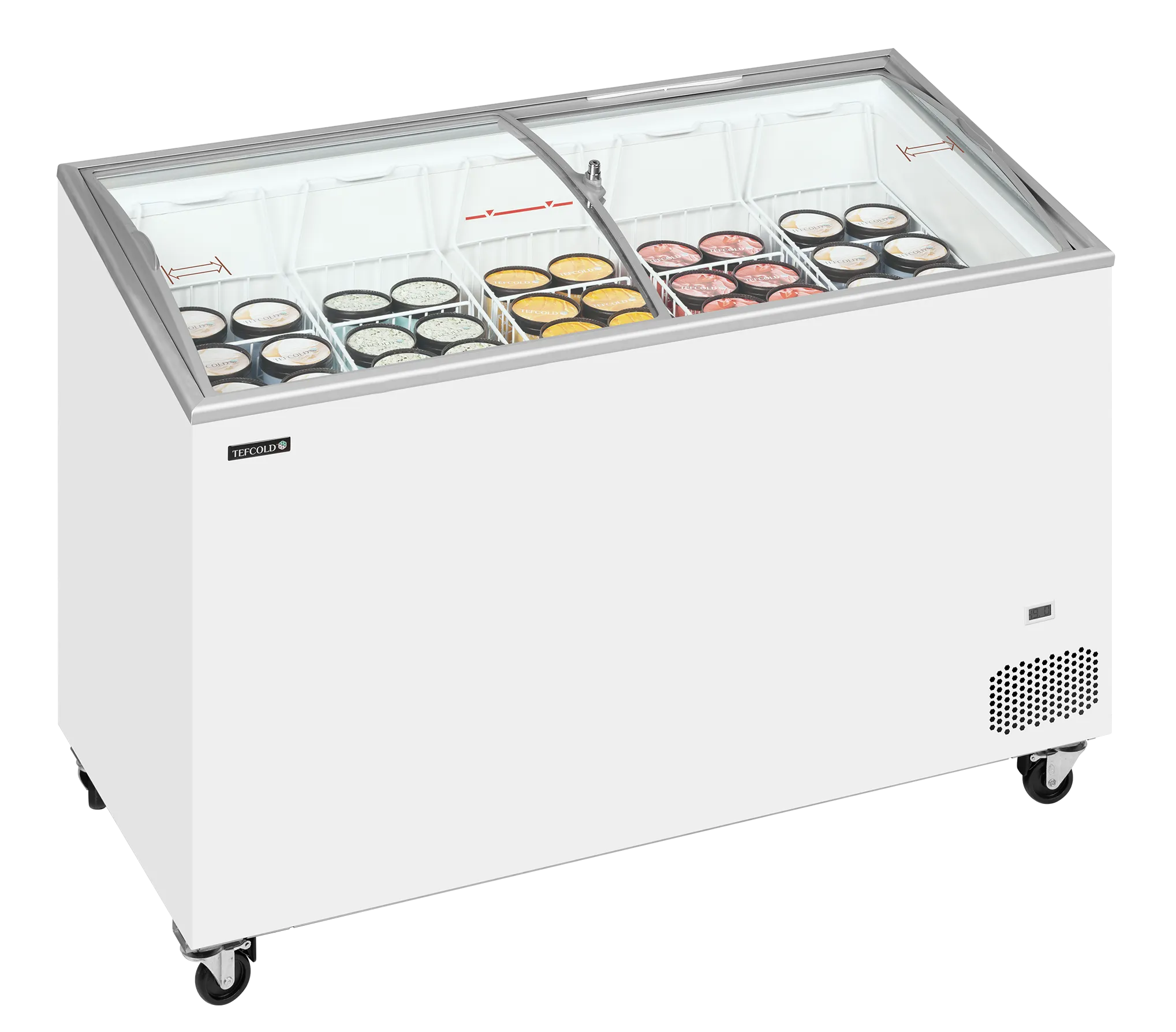 Iskremfryser Tefcold IC402SCEB – Displayfryseboks 325 liter med buede skyvelokk
