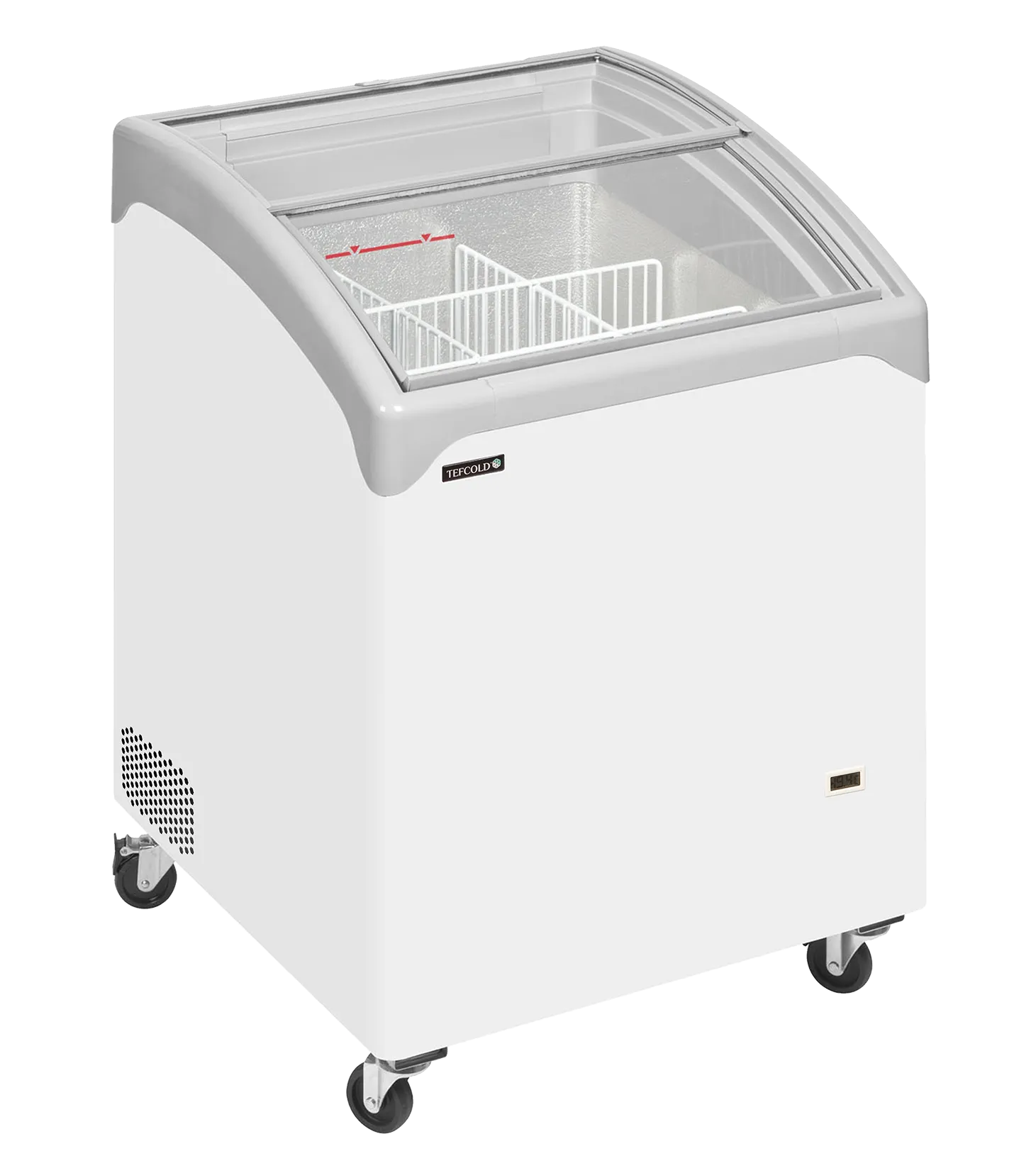 Iskremfryser Tefcold NIC101SCEB – Kompakt displayfryseboks 115 liter med buet skyvelokk