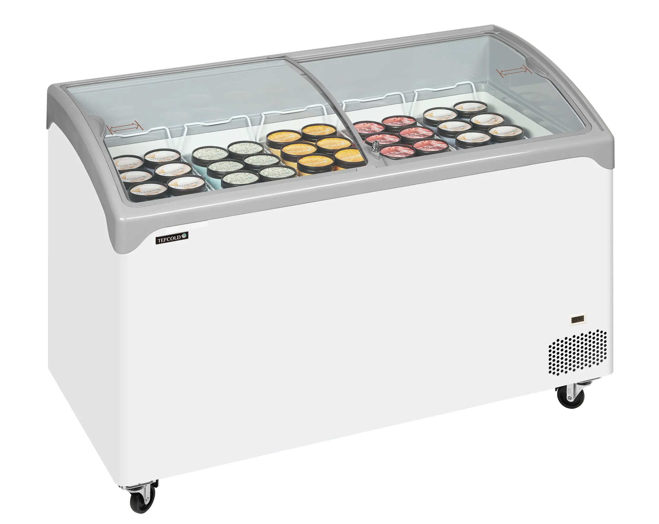 Iskremfryser Tefcold NIC402SCEB – Displayfryseboks 298 liter med buede skyveglass