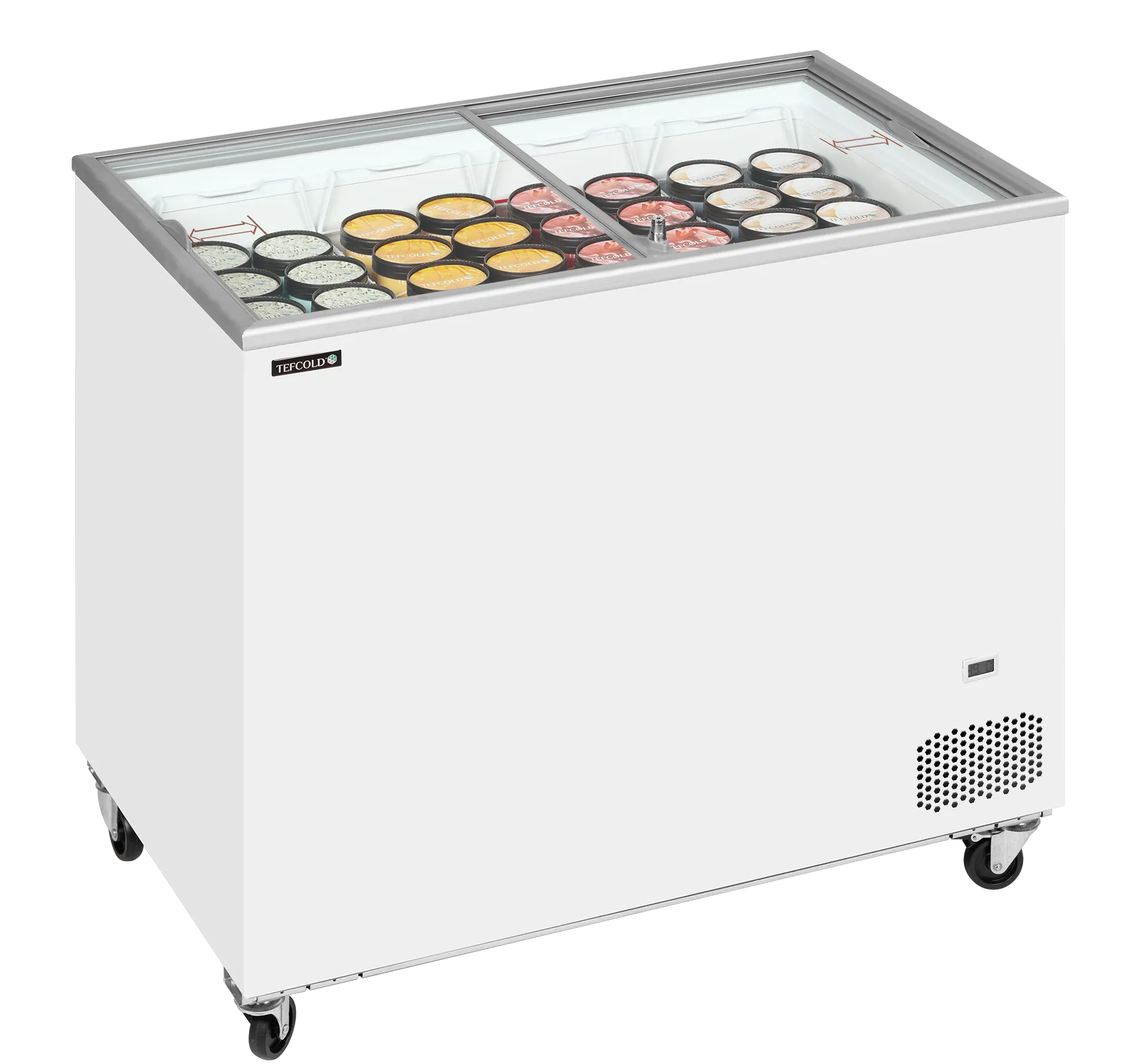 Iskremfryser Tefcold IC302SC – Displayfryseboks 255 liter med flate skyveglass
