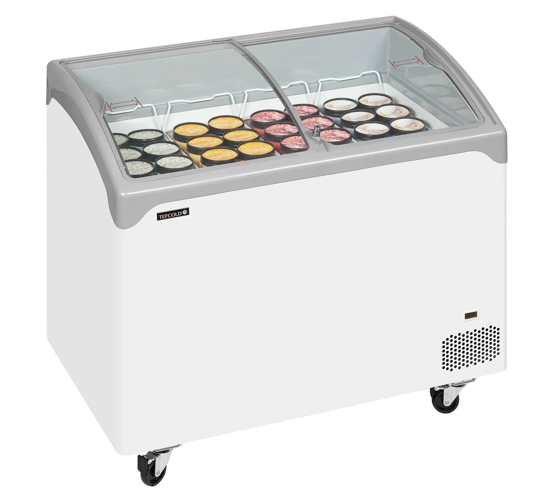 Iskremfryser Tefcold NIC302SCEB – Displayfryseboks 218 liter med buede skyveglass