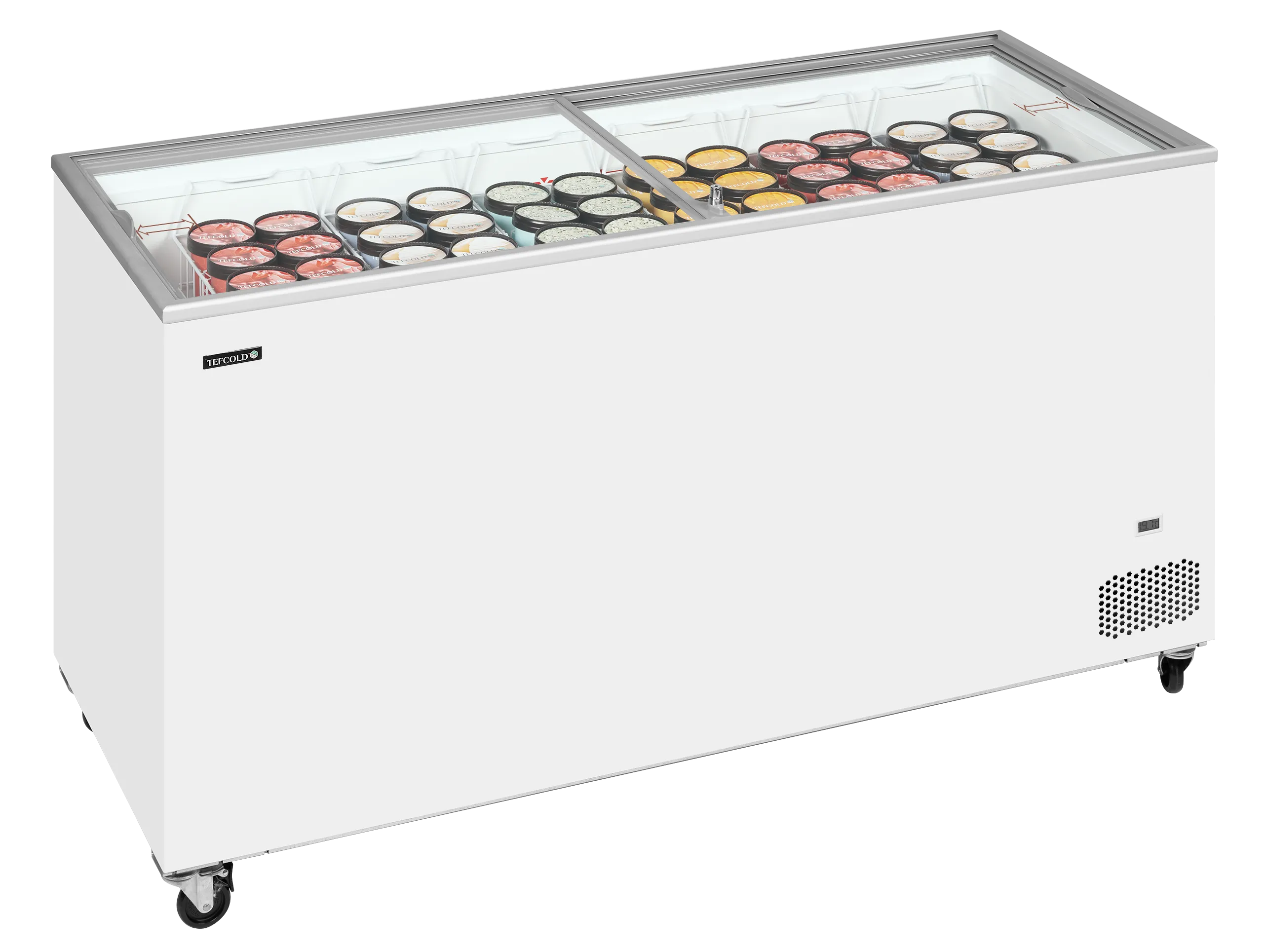 Iskremfryser Tefcold IC502SC – Displayfryseboks 430 liter med flate skyveglass