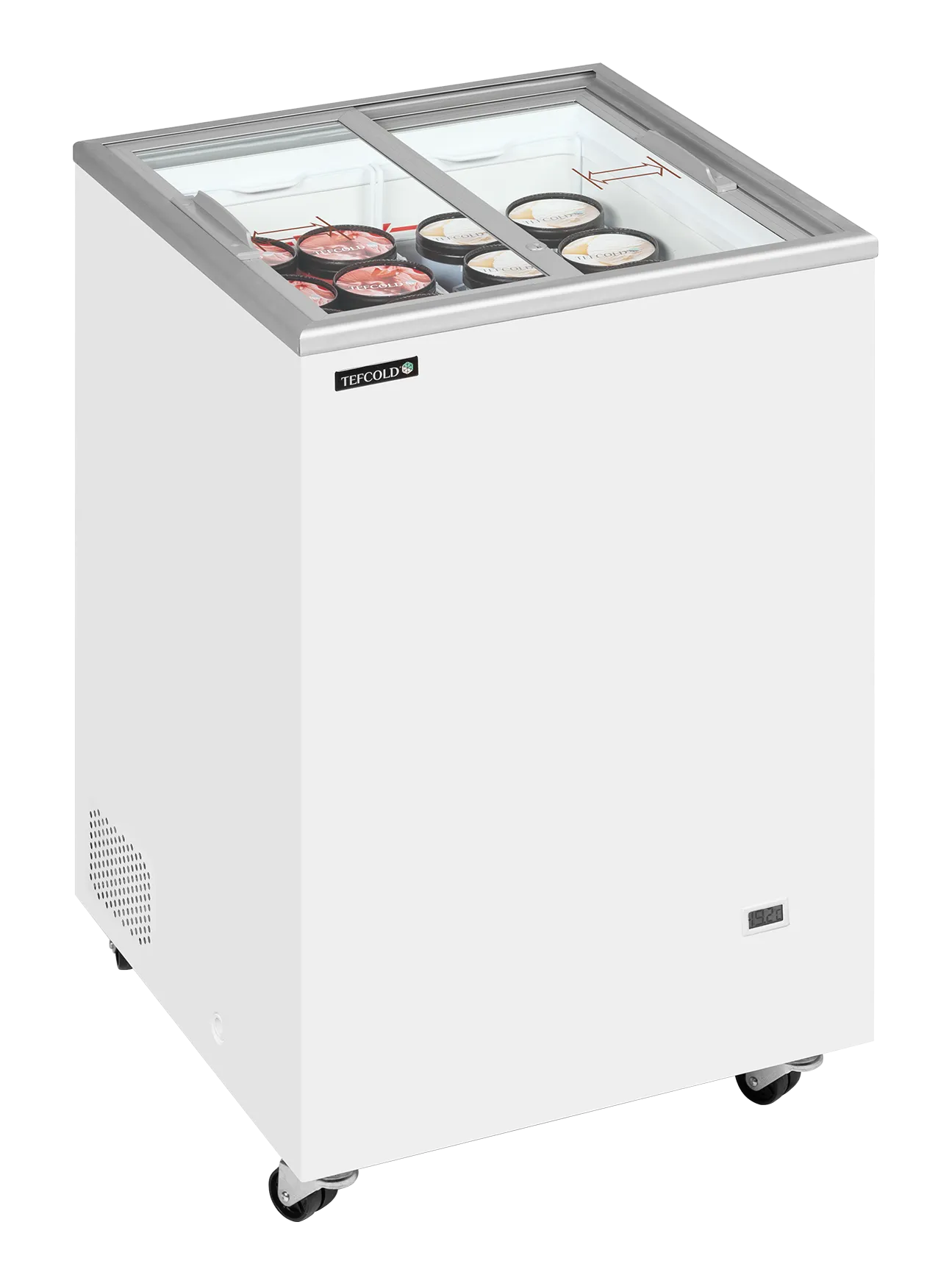 Iskremfryser Tefcold IC102SC – Kompakt displayfryseboks 91 liter med flate skyveglass