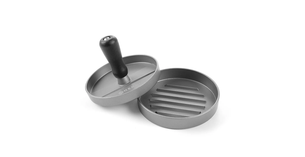 Hamburgerpresse i aluminium for ø115 mm burgere – Perfekte burgere hver gang
