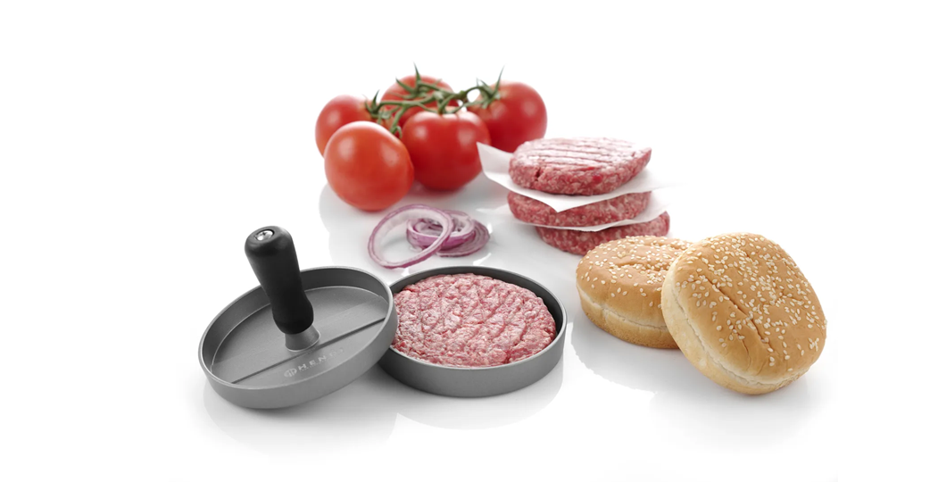 Hamburgerpresse i aluminium for ø115 mm burgere – Perfekte burgere hver gang