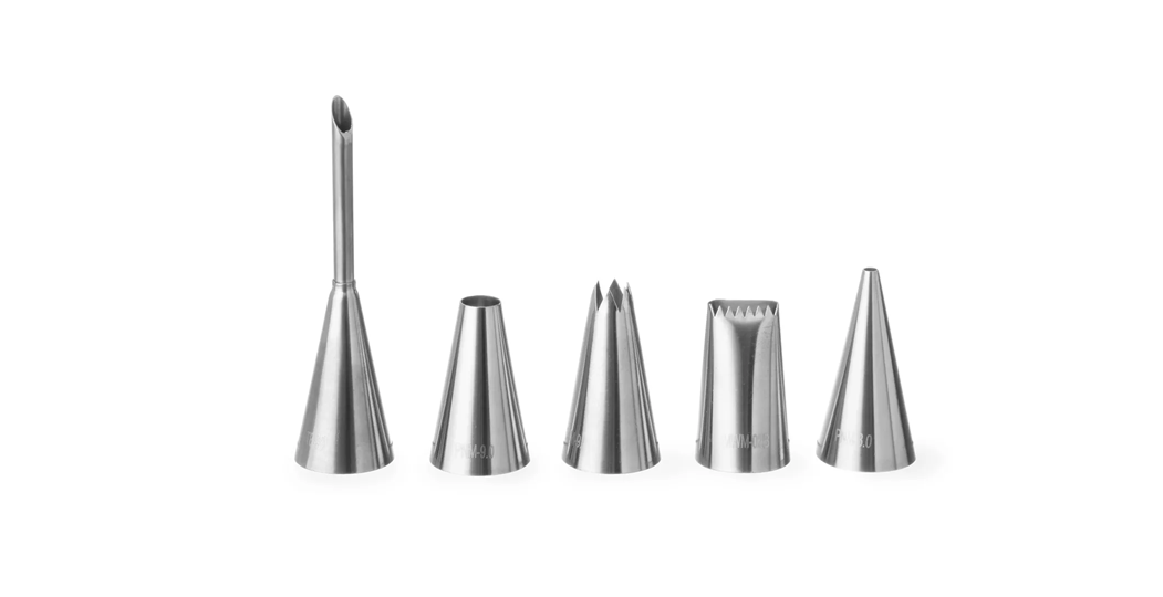 Sett med 5 sprøytetipper – presis dekorasjon for profesjonelle konditorer eller ivrige hjemmekokker