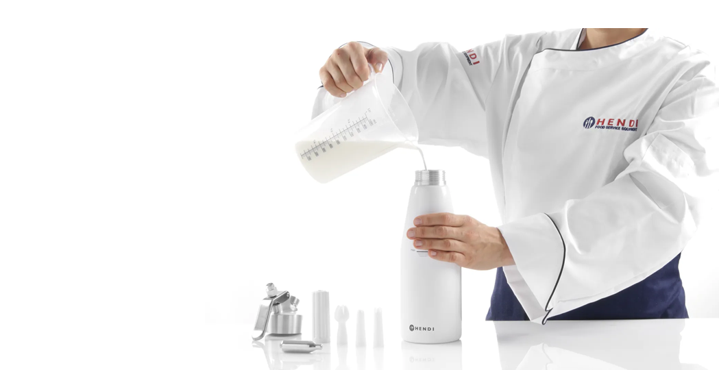 Kremsifon / kremsprøyte Kjøkken serien i hvit matt aluminium