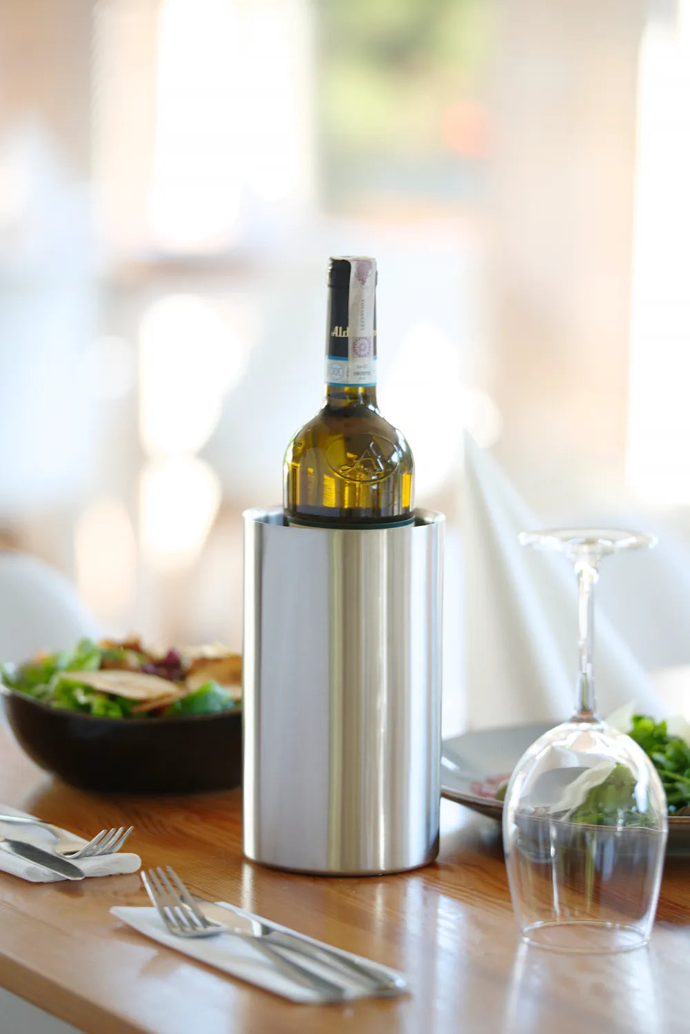 Elegant vinkjøler med dobbeltvegg i rustfritt stål