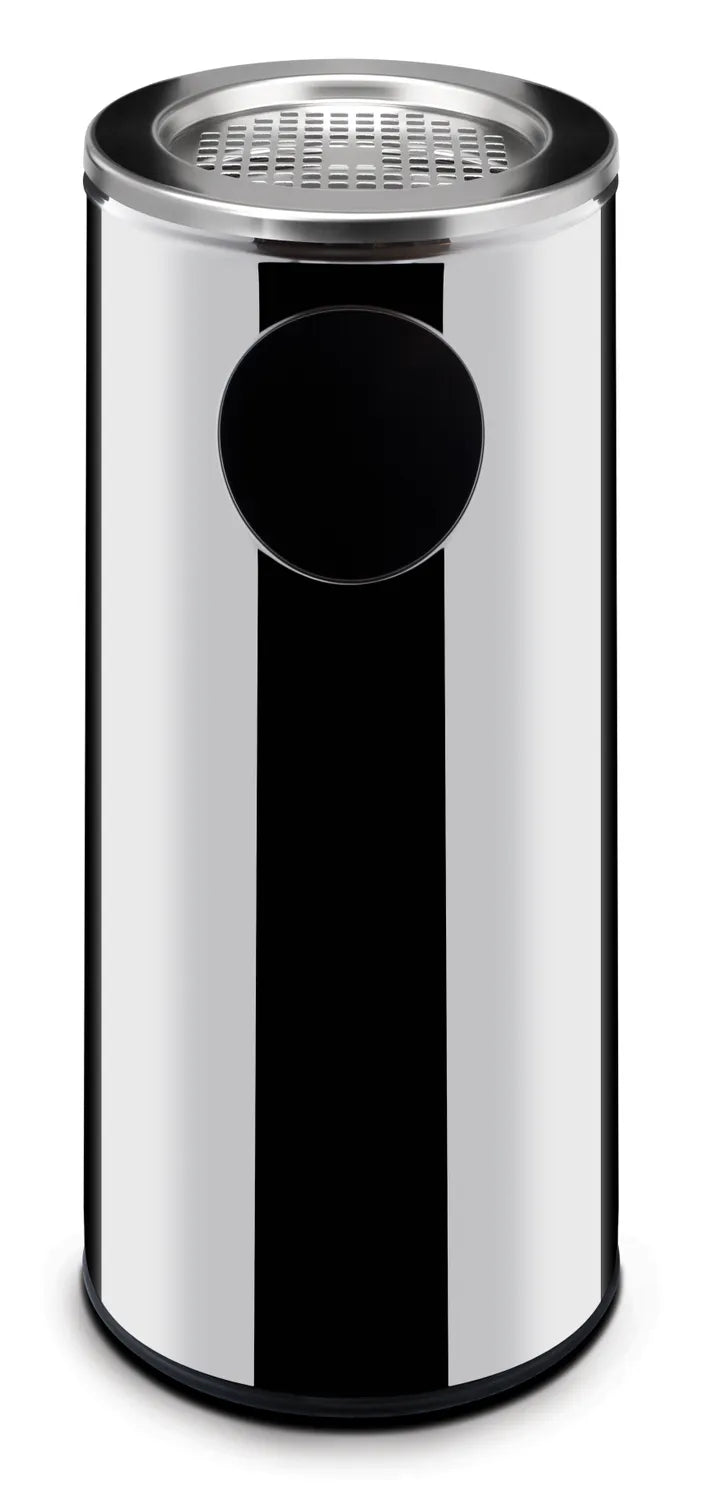 Avfallsbeholder med askebeger – Stående søppelbøtte i rustfritt stål