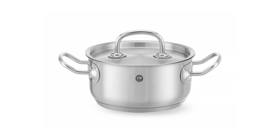 Kjele/Gryte med lokk - lav kjele i rustfritt stål, fra 1,5 til 12 liter