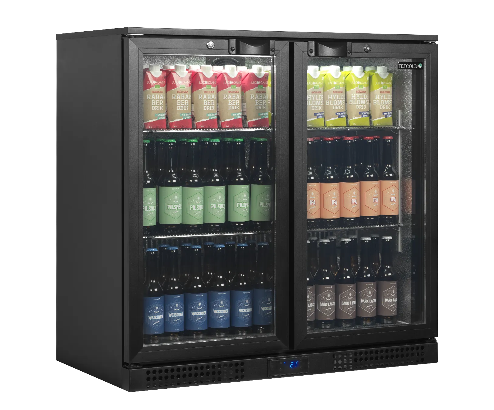 Backbar kjøleskap Tefcold BA21H – Barkjøleskap med to glassdører og innvendig LED lys