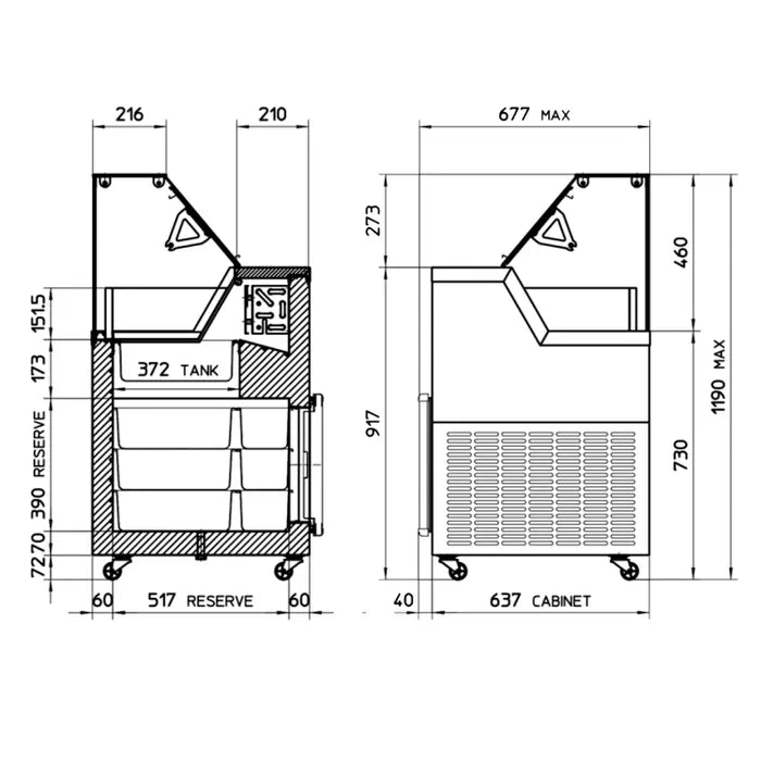 Tefcold iskremdisk Mirabella 6 med kapasitet 6 stk Napoli panner