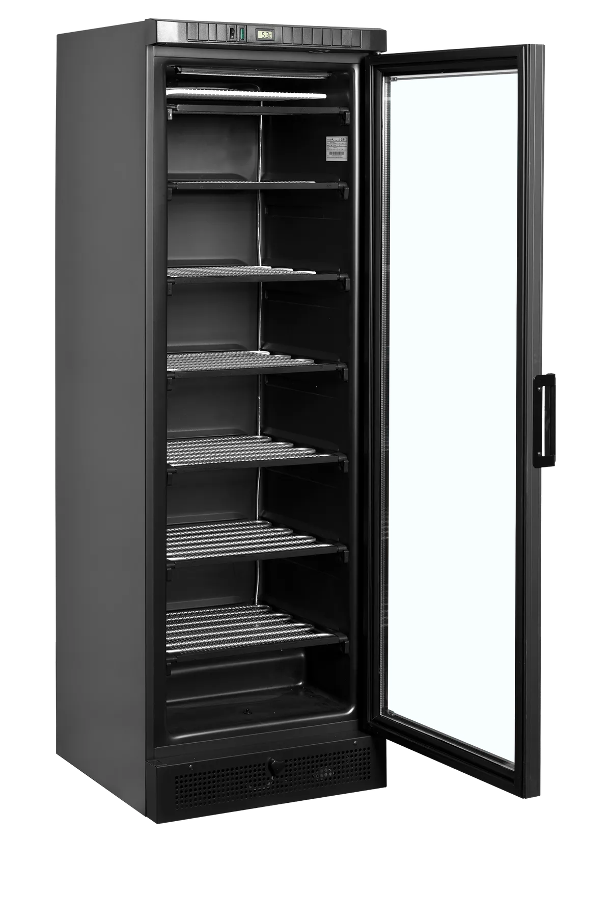 Tefcold Displayfryser UFSC371G Black med oppvarmet glass for duggfritt glass og LED belysning