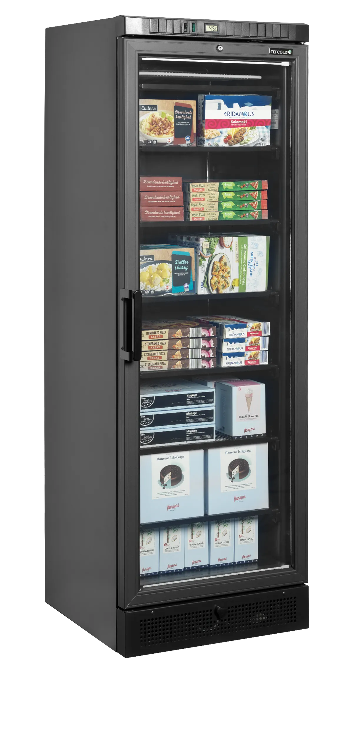 Tefcold Displayfryser UFSC371G Black med oppvarmet glass for duggfritt glass og LED belysning