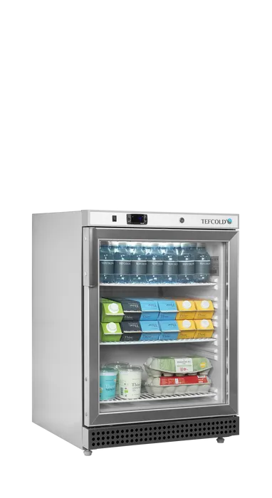 Tefcold Displaykjøler UR200SG rustfri utside med glassdør passer underbenk