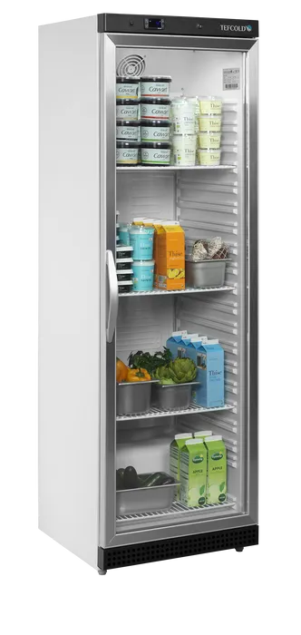 Tefcold Kjøleskap UR400G hvit utside med glassdør