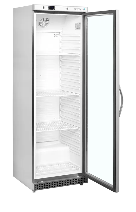 Tefcold Kjøleskap UR400SG rustfri utside med glassdør