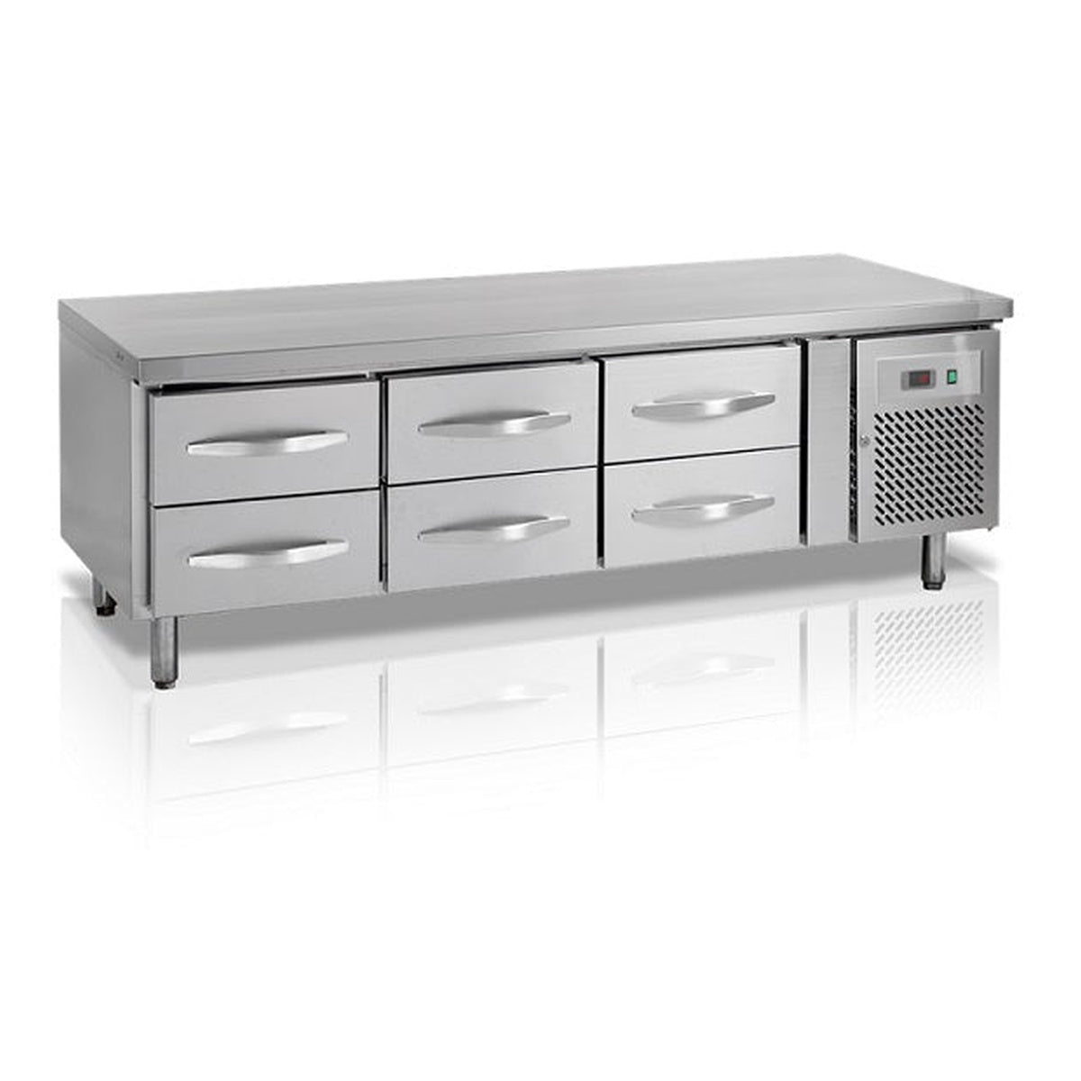 Underbenk GN1/1 Tefcold UC5360 – ventilert kjøling, rustfritt stål, automatisk avriming