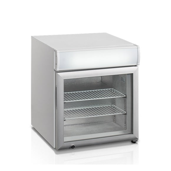 Tefcold Displayfryser UF50GCP med glassdør og LED opplyst topp - Perfekt for iskrem lagring