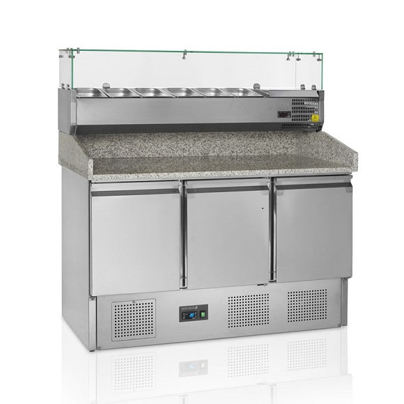 Tefcold Pizzabenk med steinplate og 3 dører PT1365 + VK33-140