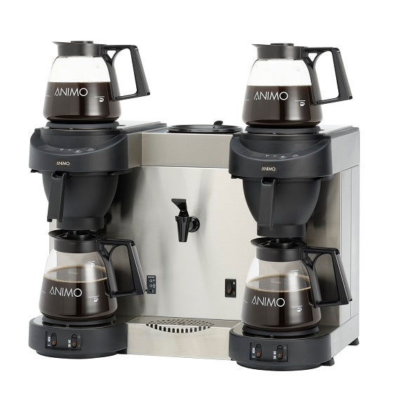 Animo M202W Kaffetrakter – Dobbel brygger med vannkoker, fast vanntilkobling