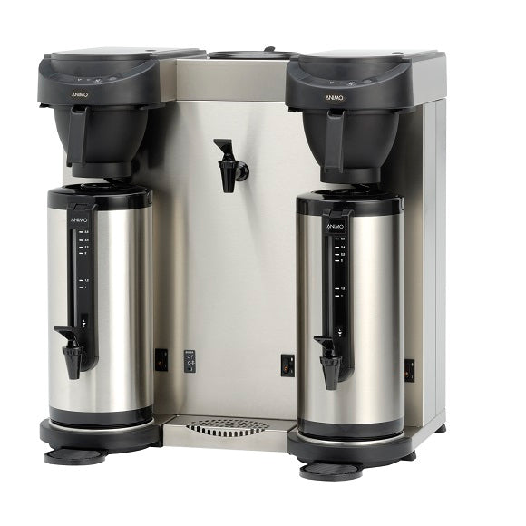 Animo MT202W Kaffetrakter – Dobbel brygger med vannkoker, fast vanntilkobling