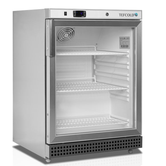 Tefcold Displaykjøler UR200SG rustfri utside med glassdør passer underbenk