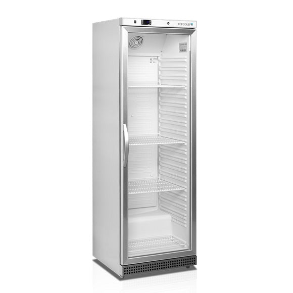 Tefcold Kjøleskap UR400SG rustfri utside med glassdør