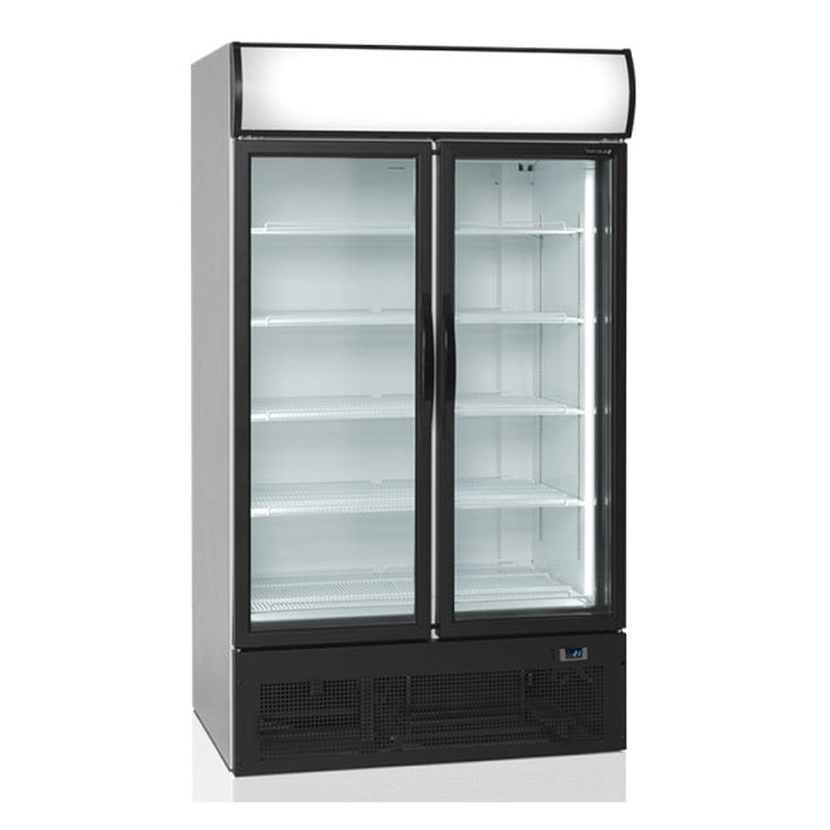 Displaykjøleskap Tefcold FSC1950H – med 2 dører og lystopp, ventilert kjøling, justerbare hyller