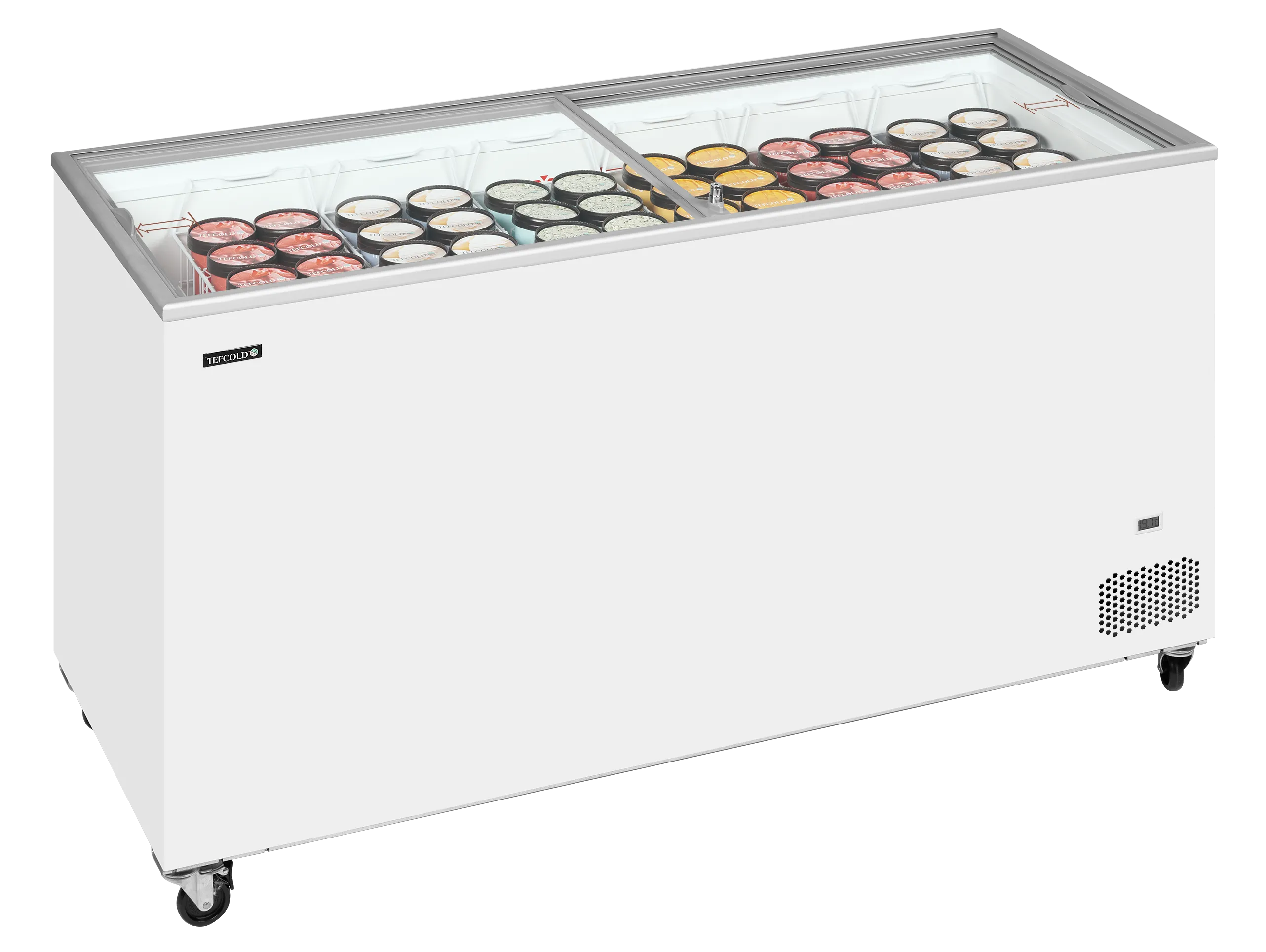 Iskremfryser Tefcold IC552SC – Stor displayfryseboks 486 liter med skyveglass