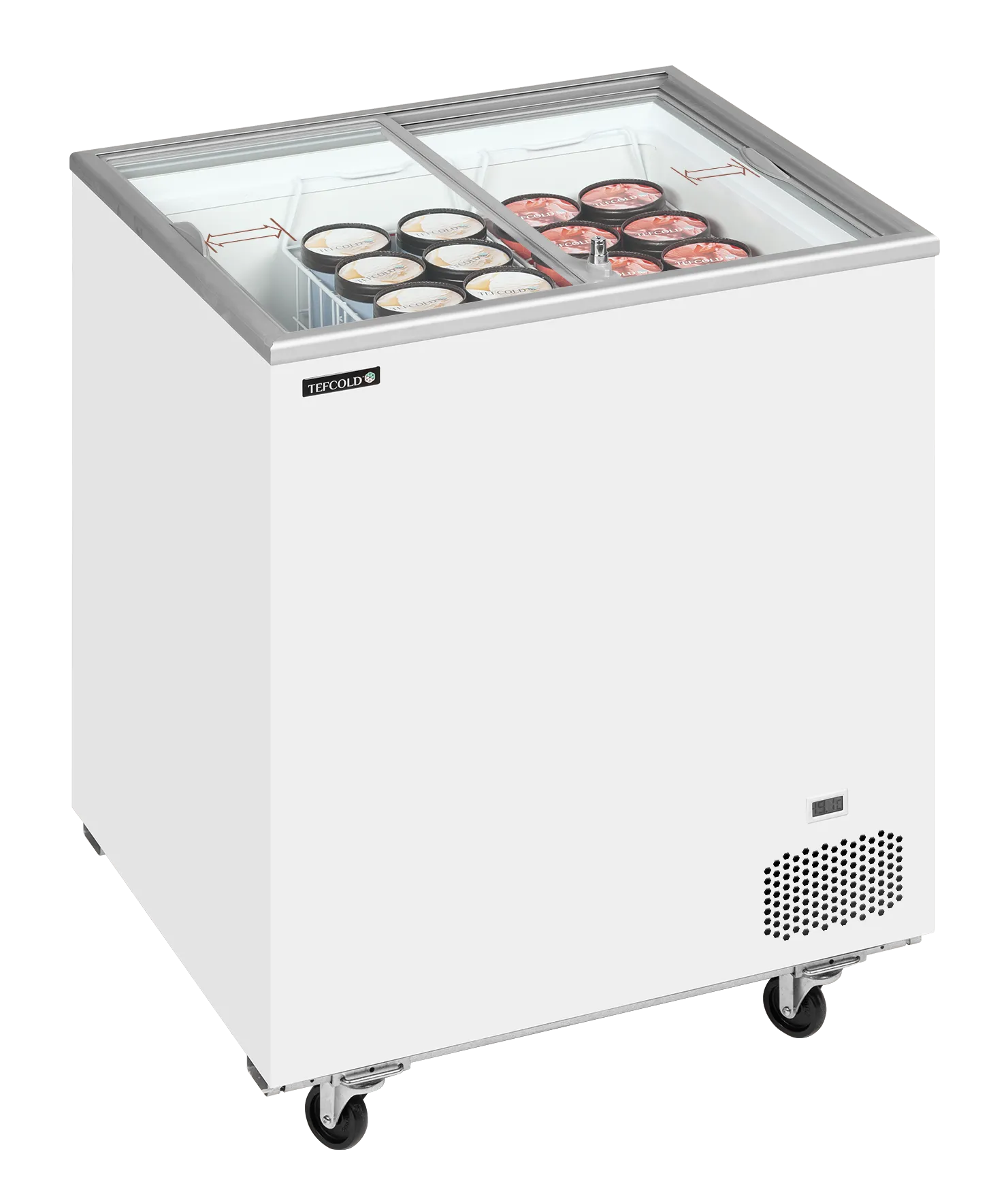 Iskremfryser Tefcold IC202SC – Displayfryseboks 165 liter med flate skyveglass