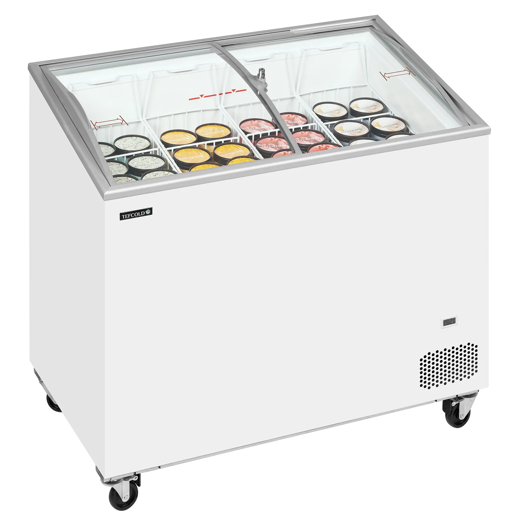 Iskremfryser Tefcold IC302SCEB – Displayfryseboks 230 liter med buede skyvelokk