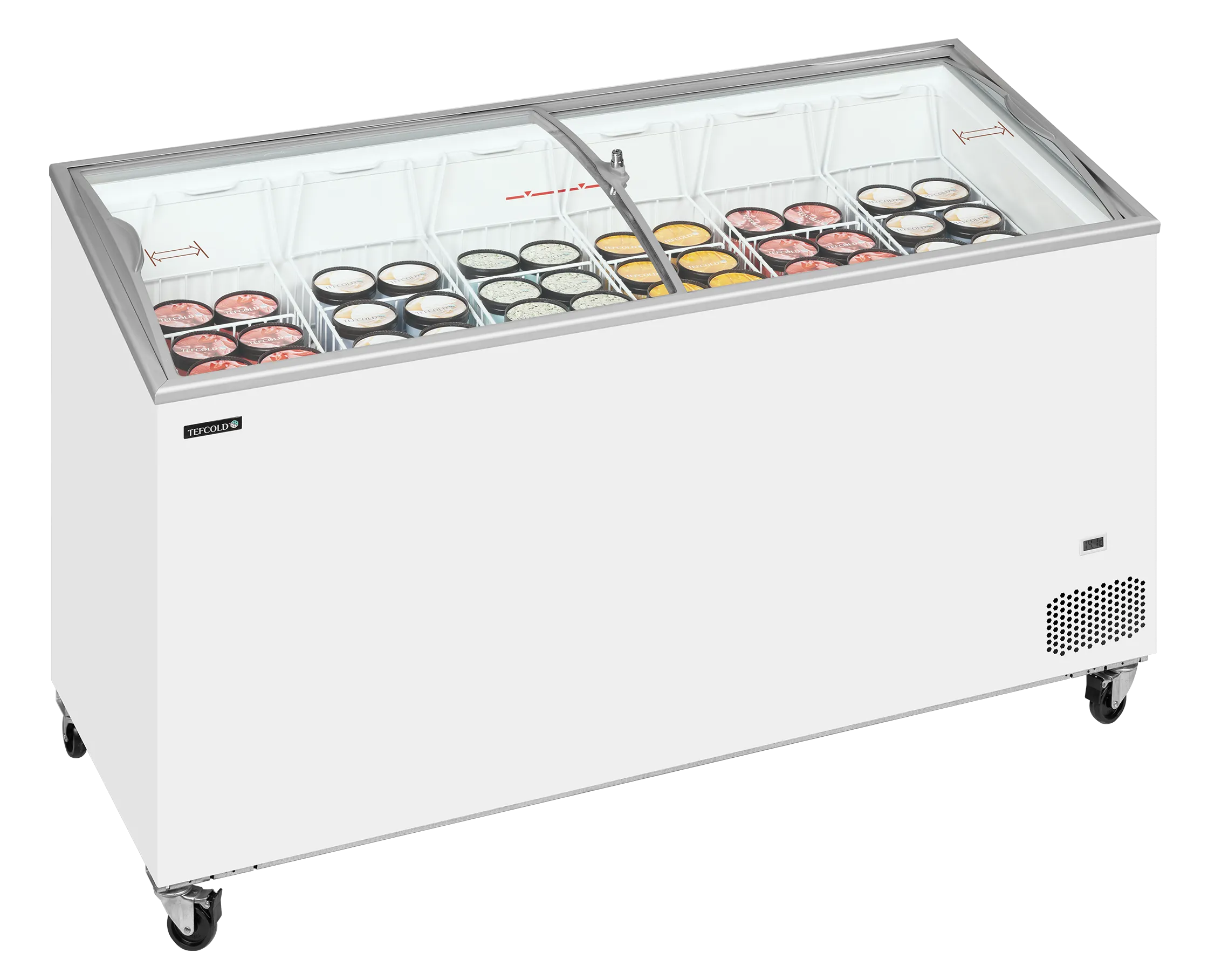 Iskremfryser Tefcold IC502SCEB – Displayfryseboks 398 liter med buede skyvelokk