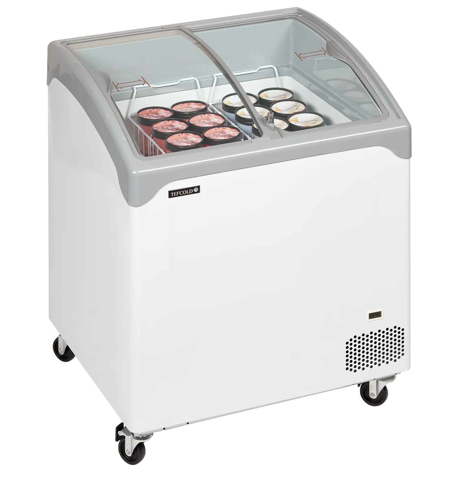 Iskremfryser Tefcold NIC202SCEB – Displayfryseboks 138 liter med buede skyveglass