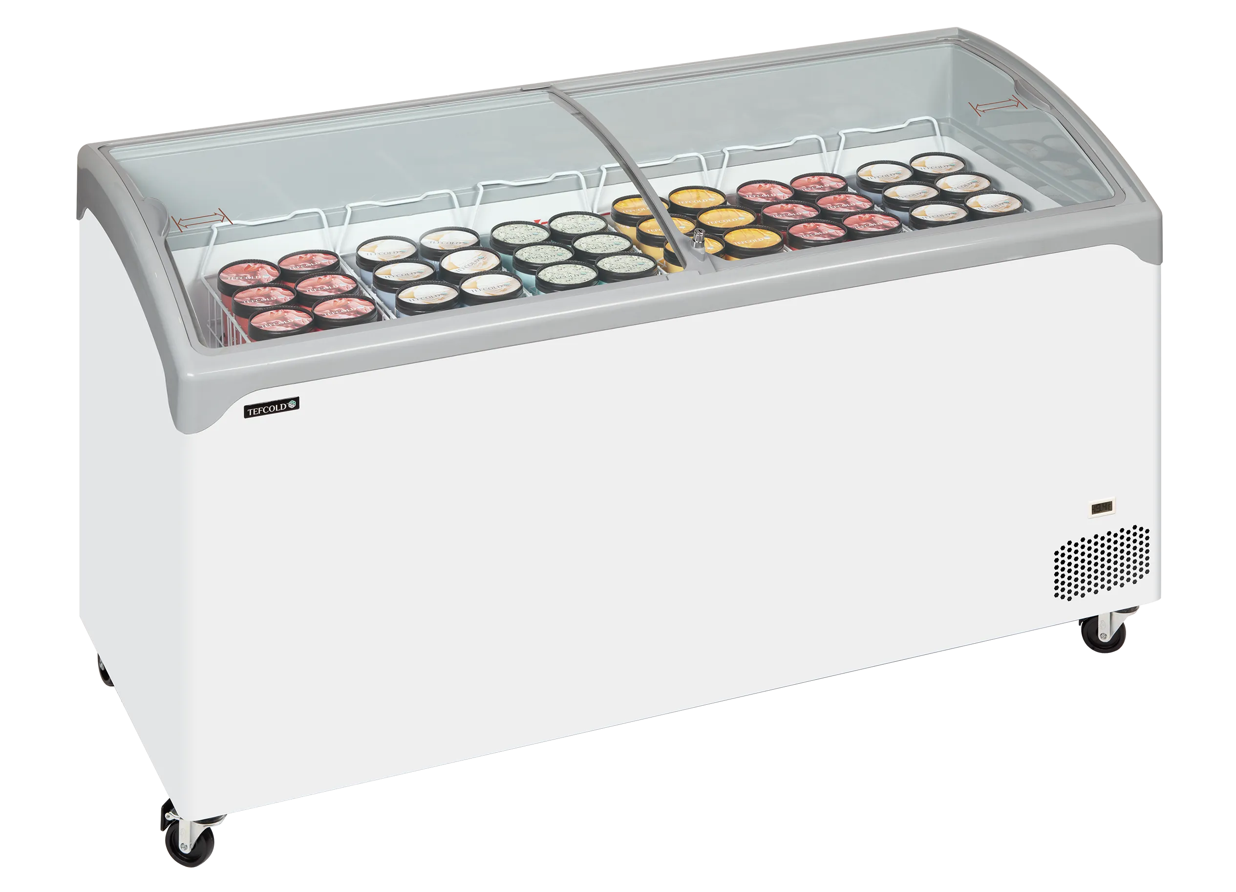 Iskremfryser Tefcold NIC502SCEB – Displayfryseboks 367 liter med buede skyveglass