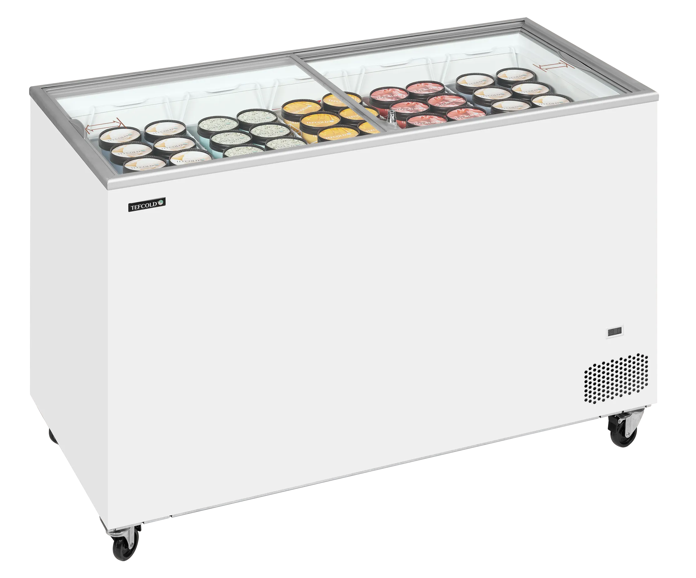 Iskremfryser Tefcold IC402SC – Displayfryseboks 350 liter med flate skyveglass