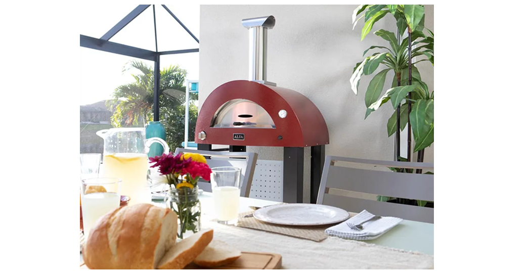 Alfa pizzaovn Moderno 2 Pizza vedfyrt i fargen Ardesia grey eller Antique red