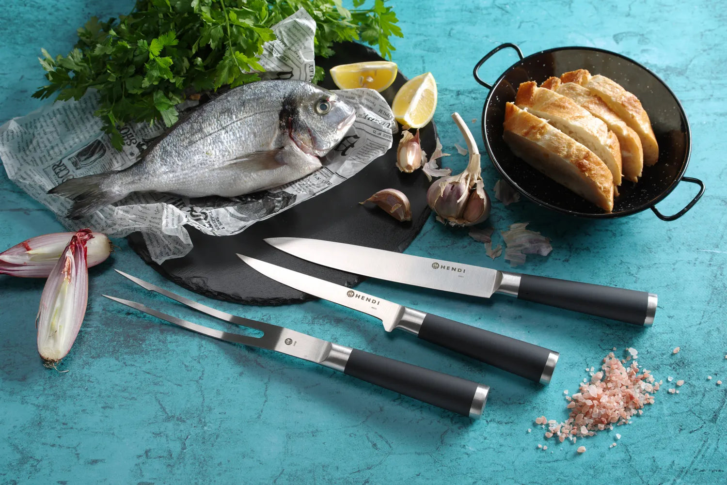 Knivsett 9 deler med knivblokk – Komplett sett med kniver og bæreveske for profesjonell skjæring