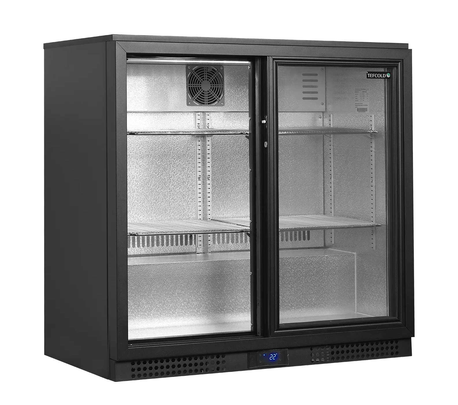 Backbar kjøleskap Tefcold BA21S – Profesjonell barkjøler med selvstengende skyvedører, ventilert kjøling og energiklasse A