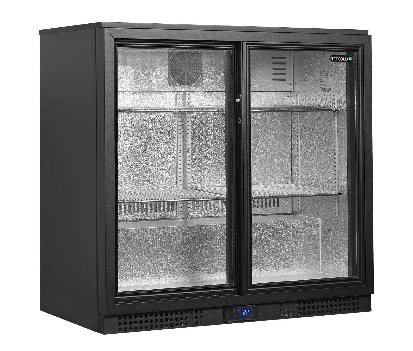 Backbar kjøleskap Tefcold BA21S – Profesjonell barkjøler med selvstengende skyvedører, ventilert kjøling og energiklasse A