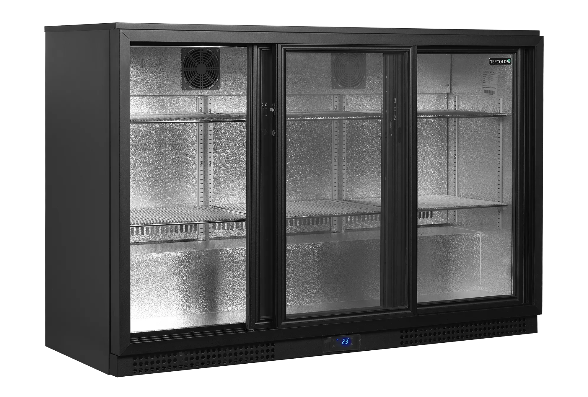 Backbar kjøleskap Tefcold BA31S-3 – Profesjonell barkjøler med selvstengende skyvedører, ventilert kjøling og energiklasse B