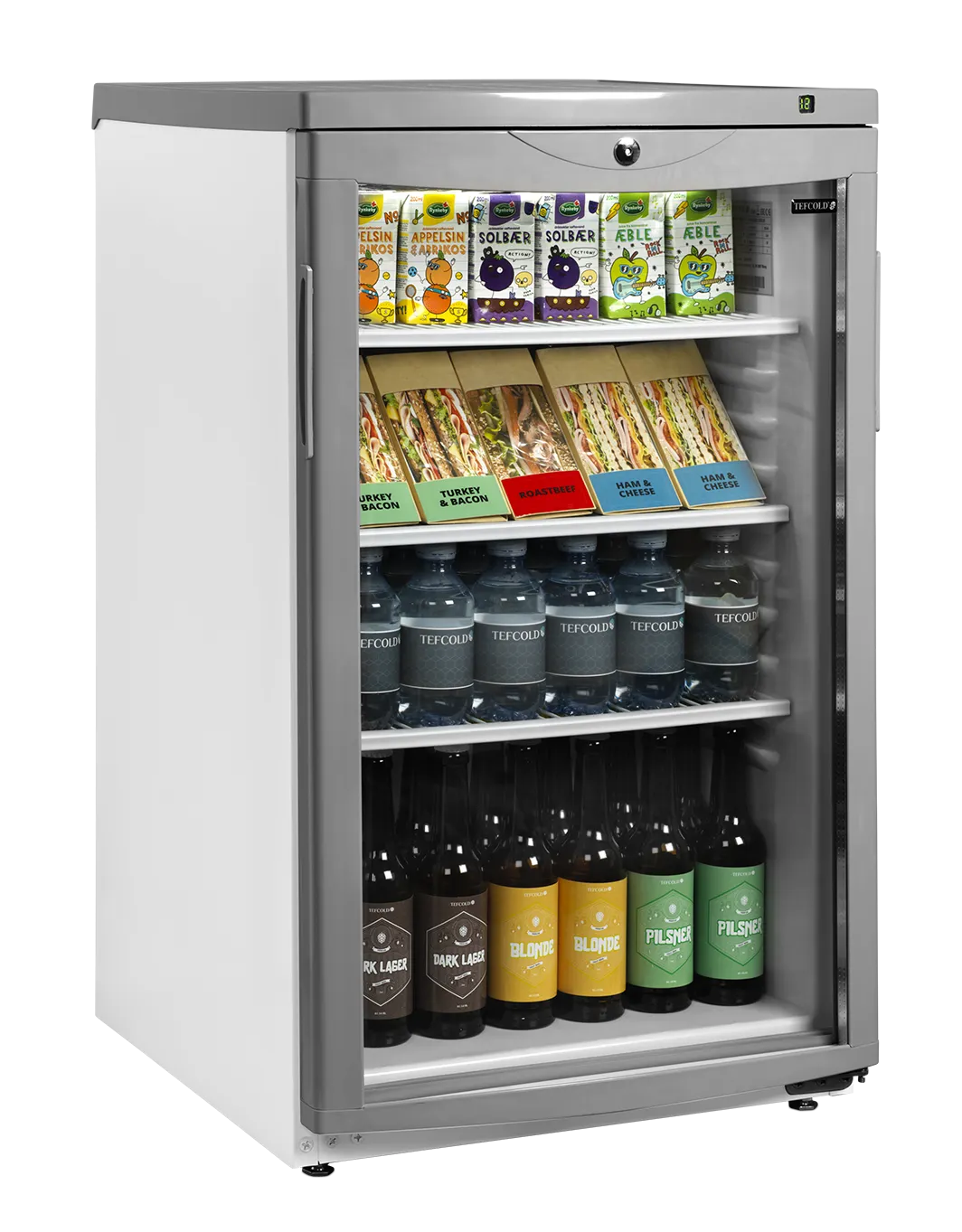 Flaskekjøler / displaykjøler med glassdør Tefcold BC145 med vifte