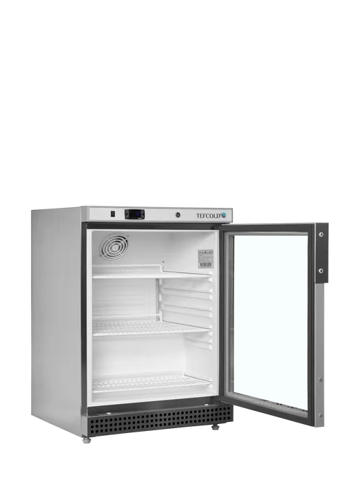 Tefcold Displaykjøler UR200SG rustfri utside med glassdør passer underbenk
