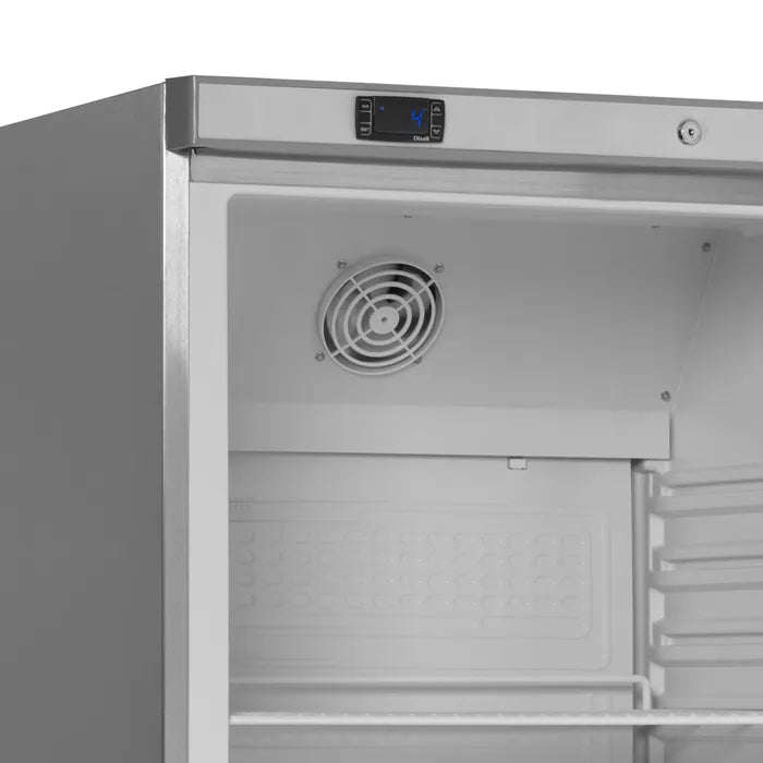 Tefcold Displaykjøler UR200SG rustfri utside med glassdør passer underbenk