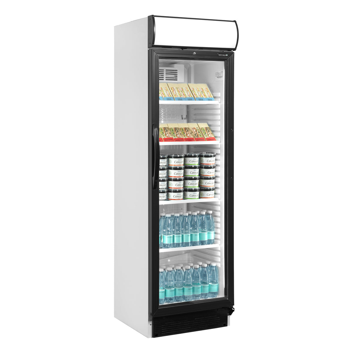 Tefcold CEV425CP 2 LED – produktbilde med innhold