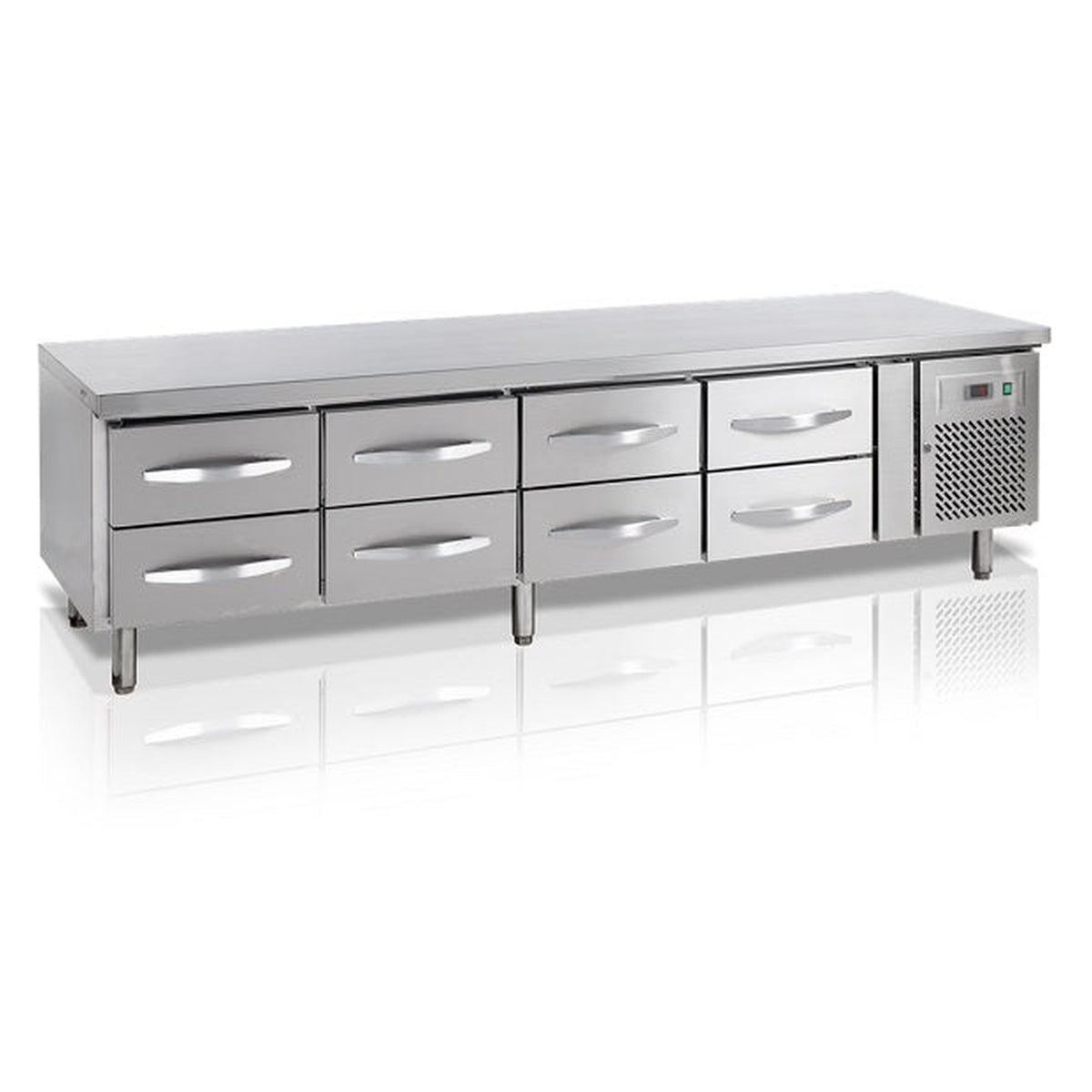 Underbenk GN1/1 Tefcold UC5480 – ventilert kjøling, rustfritt stål, automatisk avriming