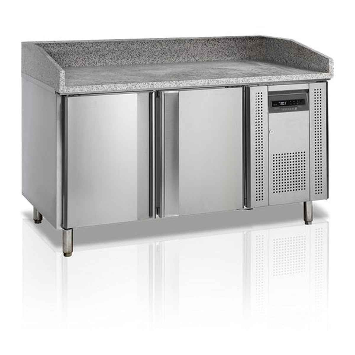 Pizzabord Tefcold PT1200 – ventilert kjøling, granittopp, rustfritt stål